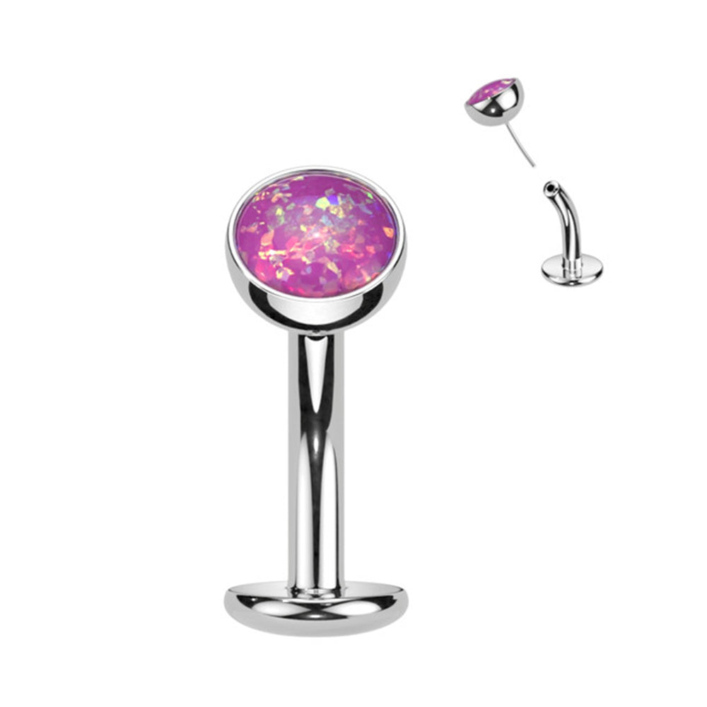 Titanium 14 Gauge Opal Floating Belly Button Ring Convex Base 8mm