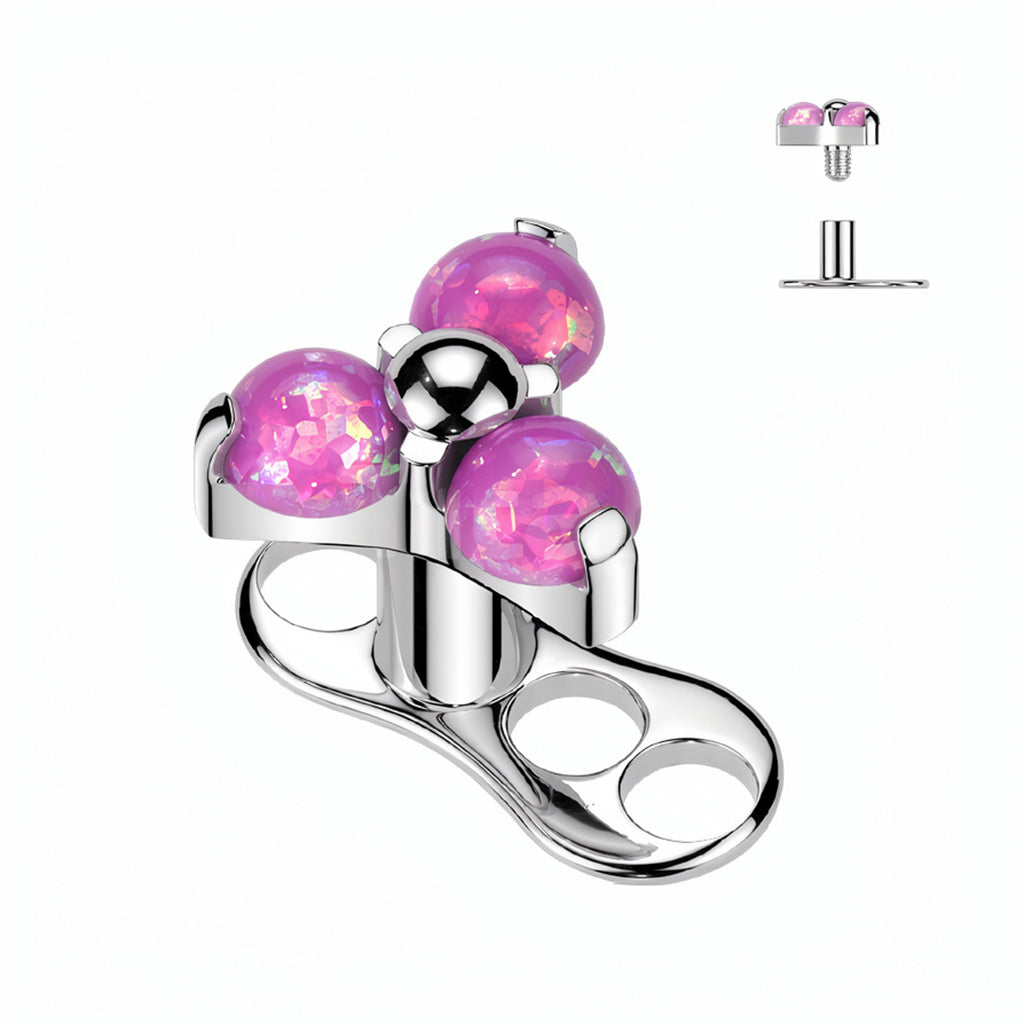 Titanium Dermal Anchor Tops with CZ Flower Opal Gems Base