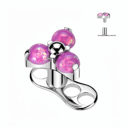 Titanium Dermal Anchor Tops with CZ Flower Opal Gems Base