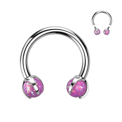 Titanium Horseshoe Circular Barbell 16G 8mm with Dragon Claw Opal - photo 5