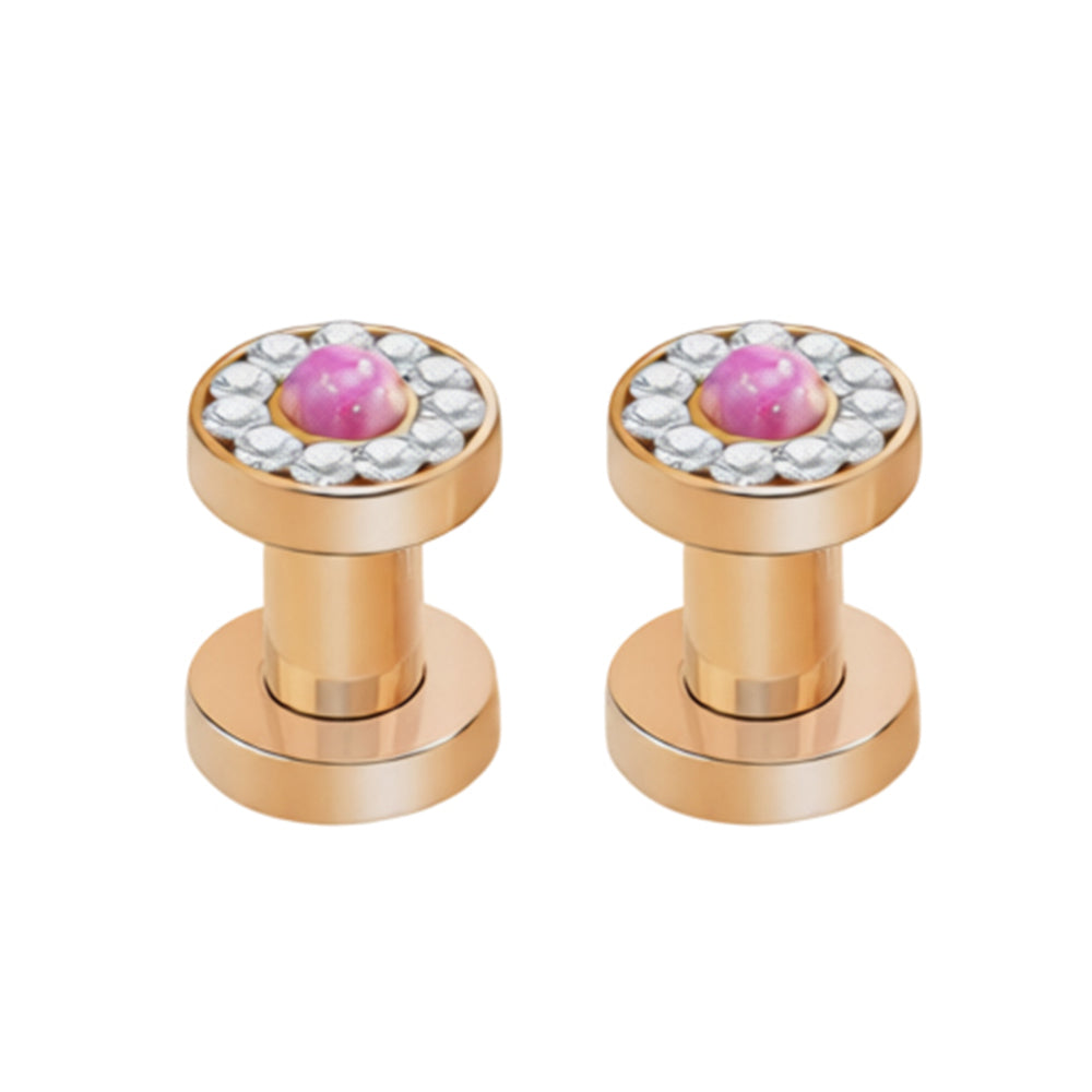 PVD Rose Gold Surgical Steel Screw Fit Tunnels 6 to 0 Gauge - 5 Colors - Pair