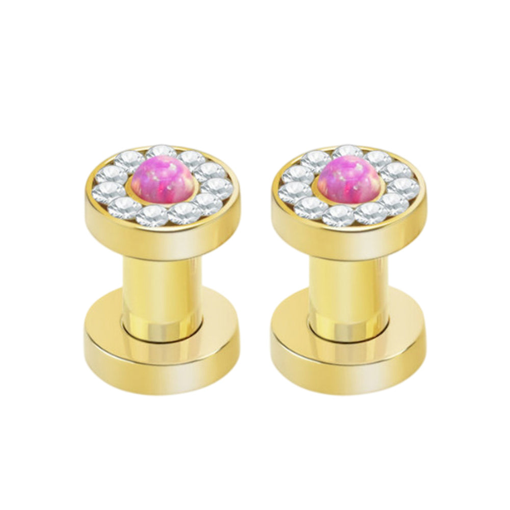 PVD Gold Surgical Steel Screw Fit Tunnels 6 to 0 Gauge - 5 Colors - Pair