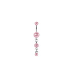 Titanium belly ring with triple pearl dangle