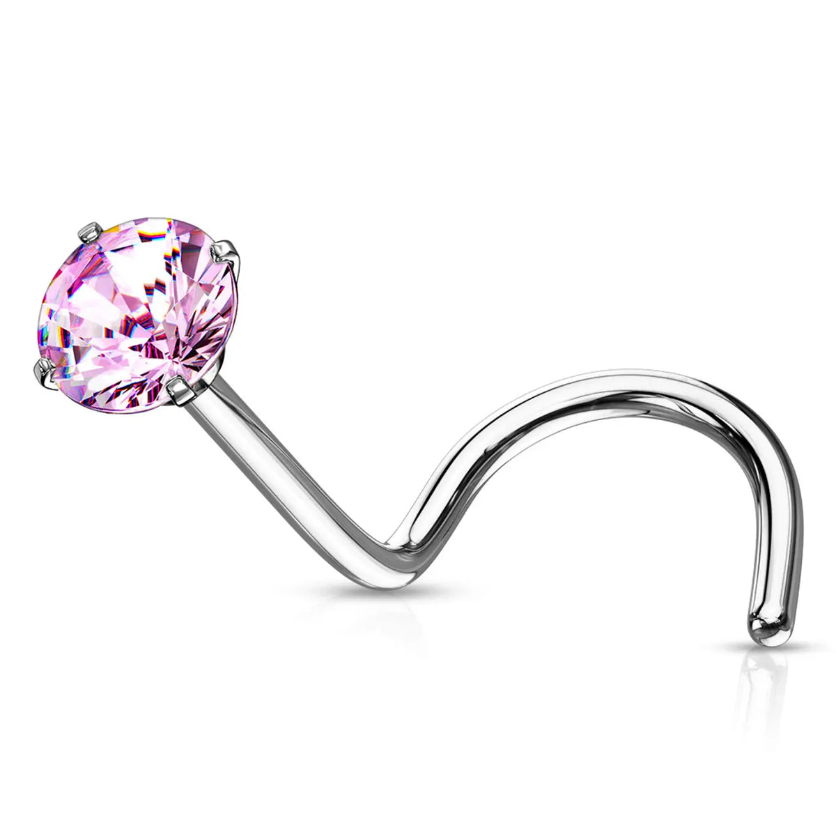 Surgical Steel 20 Gauge Nose Ring with Prong Set CZ Screw - photo 5