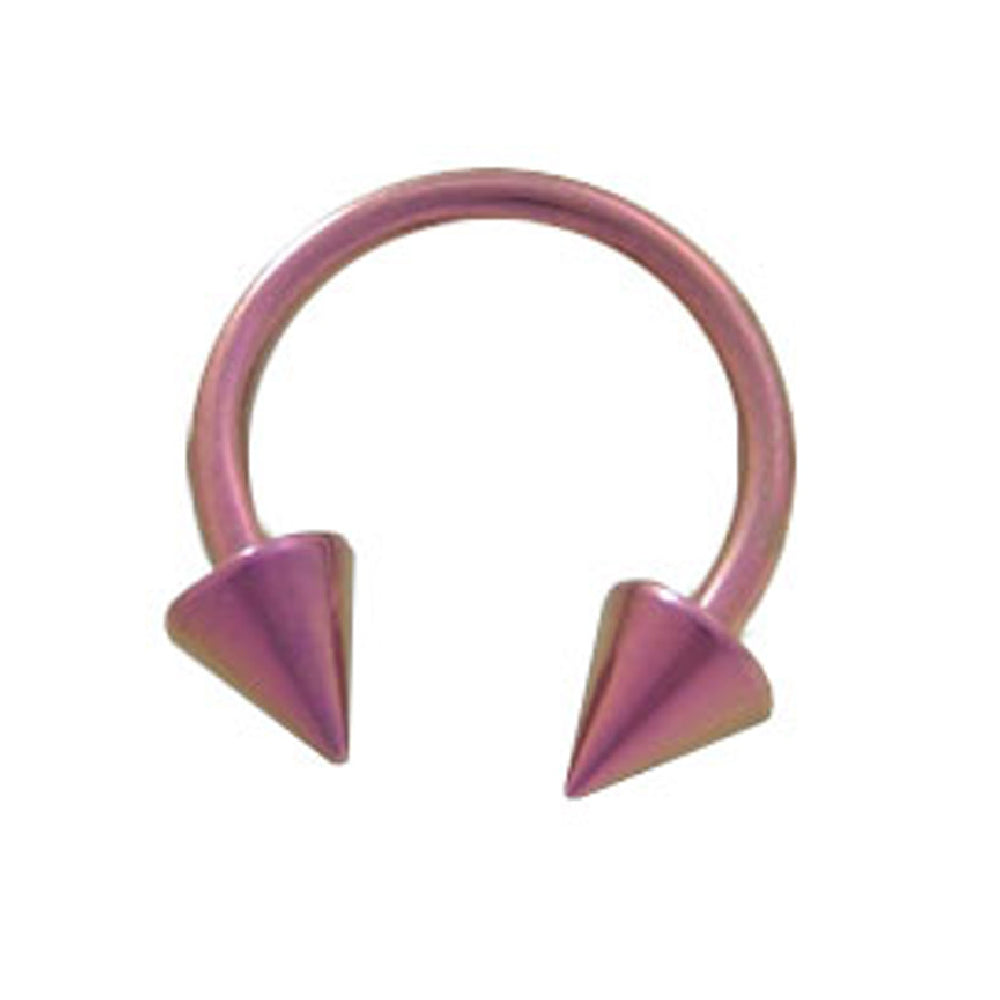Titanium 14 Gauge Horseshoe Barbell with Pink Spike End