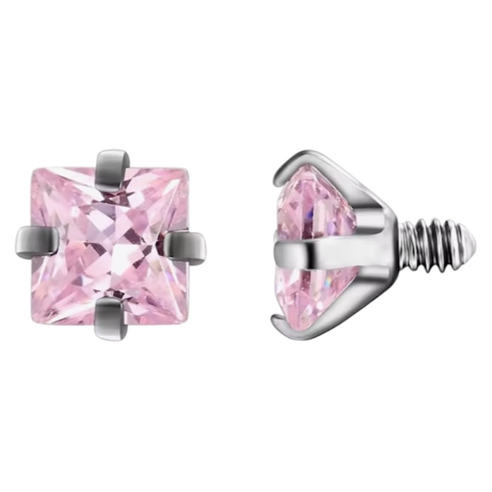 Surgical Steel 14 Gauge CZ Dermal Anchor Top with Prong Square Gems - photo 6
