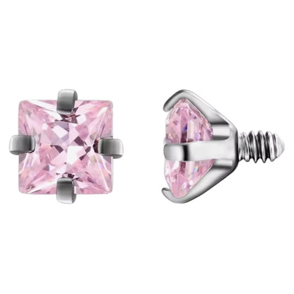 Surgical Steel 14 Gauge CZ Dermal Anchor Top with Prong Square Gems - photo 6