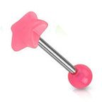Surgical Steel 14 Gauge Tongue Barbell with Star Glow in the Dark - photo 4