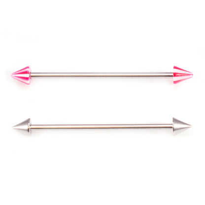 Surgical Steel 14 Gauge Industrial Barbell with Stripe Spike - Pair - photo 6