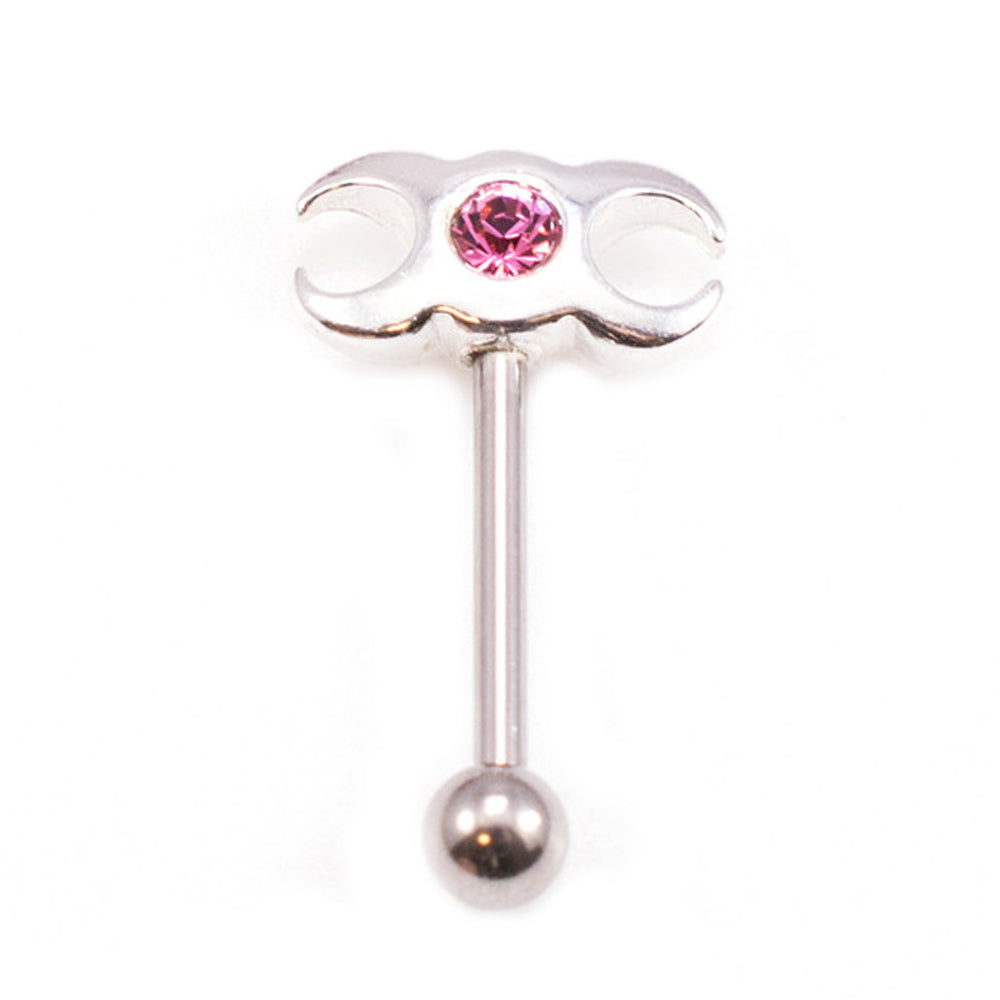 Surgical Steel 16 Gauge Eyebrow Barbell with CZ Triple Moon - photo 11