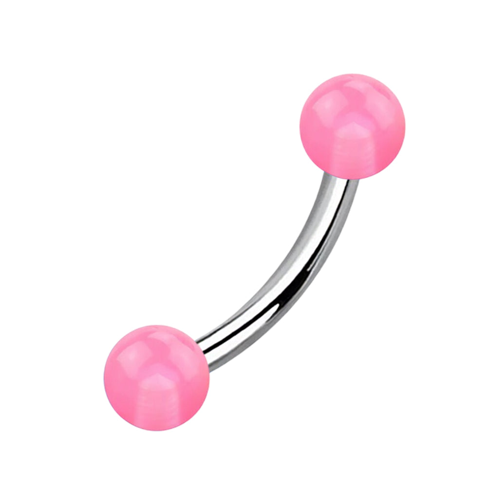 Titanium Curved Eyebrow Barbell 16G with Glow Ball Ends - photo 5