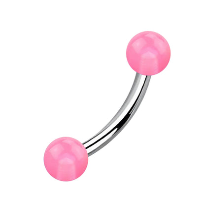 Titanium Curved Eyebrow Barbell 16G with Glow Ball Ends - photo 5