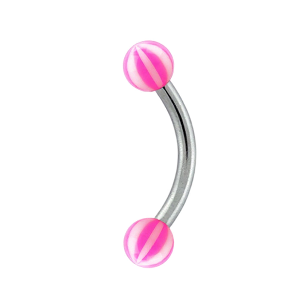 Titanium 16 Gauge UV Glow Beach Ball Curved Barbell
