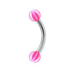 Titanium 16 Gauge UV Glow Beach Ball Curved Barbell