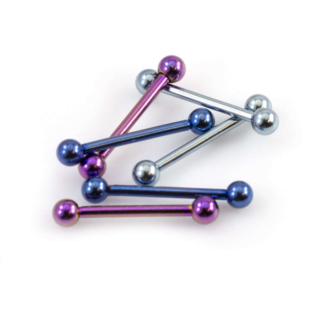 Anodized Titanium 16 Gauge Mini Straight Barbells 10mm - 6 Pack
