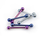 Anodized Titanium 16 Gauge Mini Straight Barbells 10mm - 6 Pack