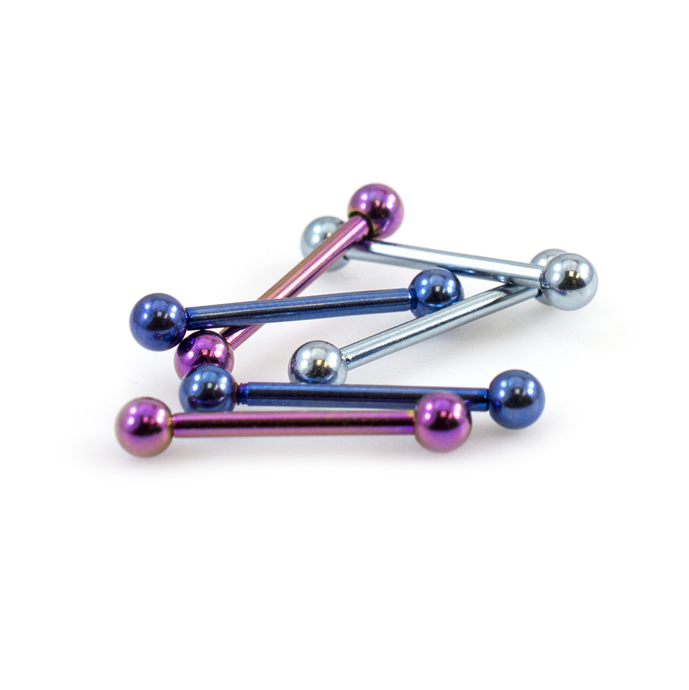 Anodized Titanium 16 Gauge Mini Straight Barbells 10mm - 6 Pack