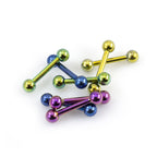 Anodized Titanium 16 Gauge Mini Straight Barbells 8mm - 8 Pack