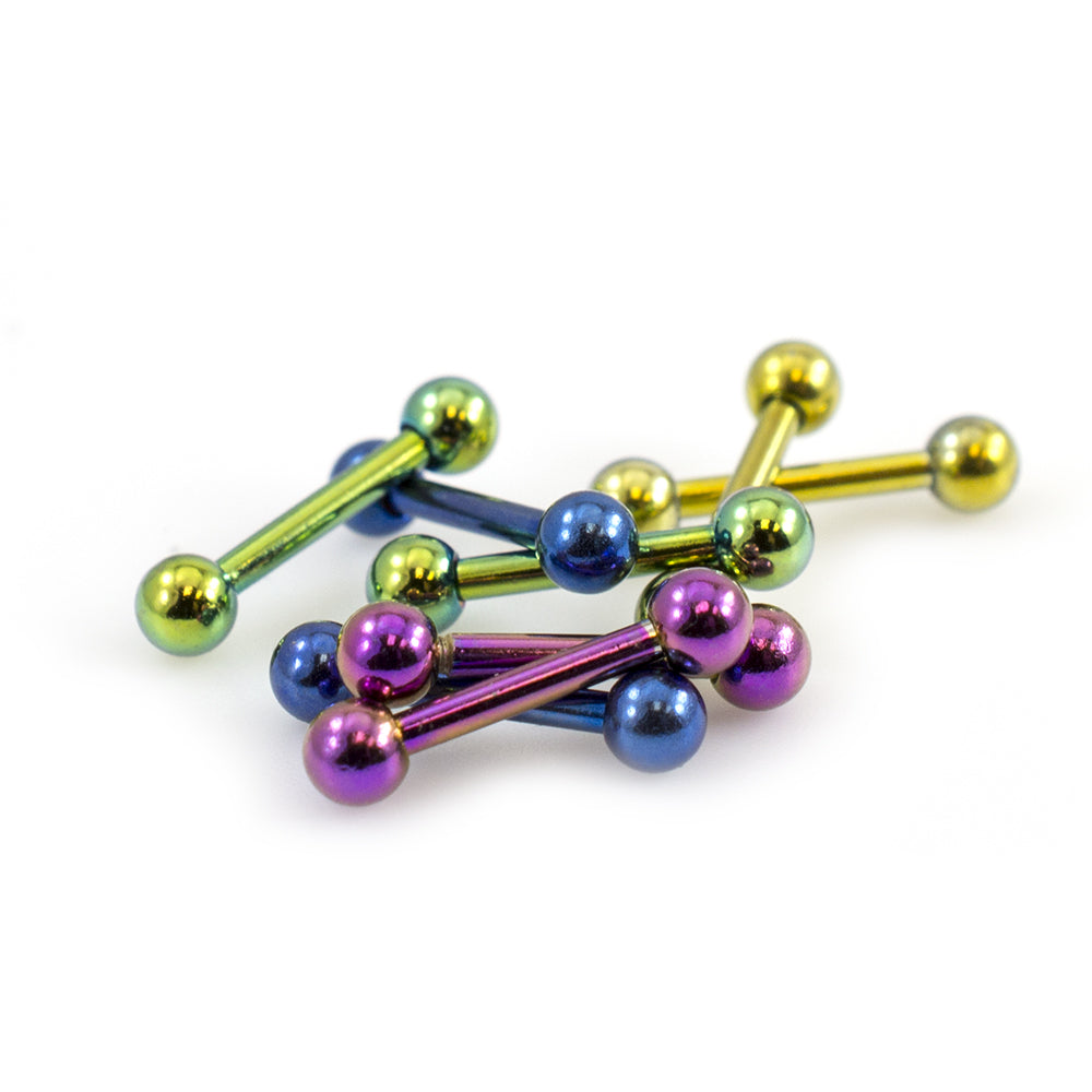 Anodized Titanium 16 Gauge Mini Straight Barbells 8mm - 8 Pack