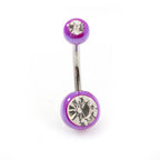 Acrylic 14 Gauge Belly Rings Double CZ Balls Assorted - 9 Pack