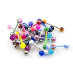 Surgical Steel 14 Gauge Tongue Barbells Randomly Picked - 12 Pack