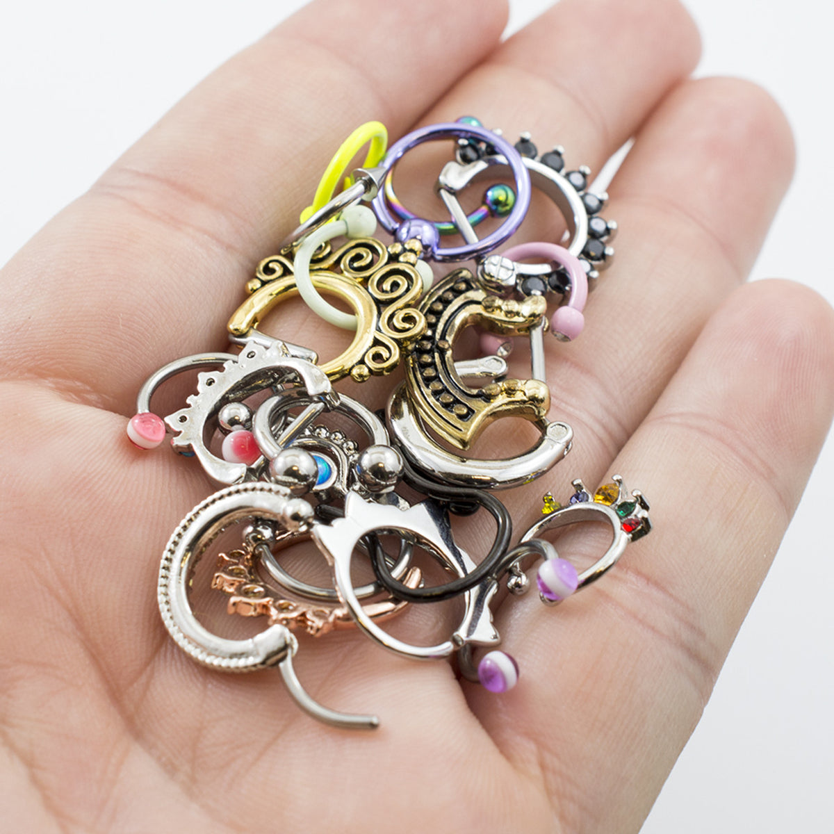 Surgical Steel Septum Horseshoe Clicker 16 Gauge Mix - 10 Pack - Kruelty - Photo 2