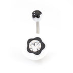 Acrylic 14 Gauge Flower Design Belly Rings with CZ - 5 Pack