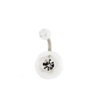 Acrylic 14 Gauge Flower Design Belly Rings with CZ - 5 Pack