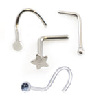 Surgical Steel 22 Gauge CZ Nose Rings Assorted Styles - 4 Pack
