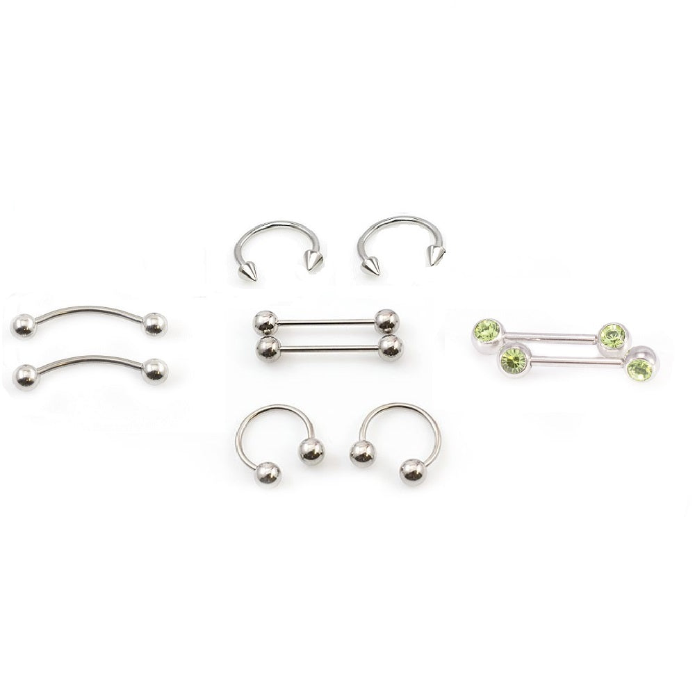 Surgical Steel LionGothic 16 Gauge Nipple Piercing Kit
