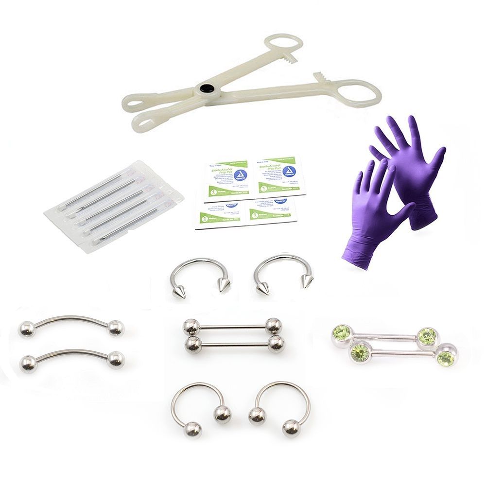 Surgical Steel LionGothic 16 Gauge Nipple Piercing Kit