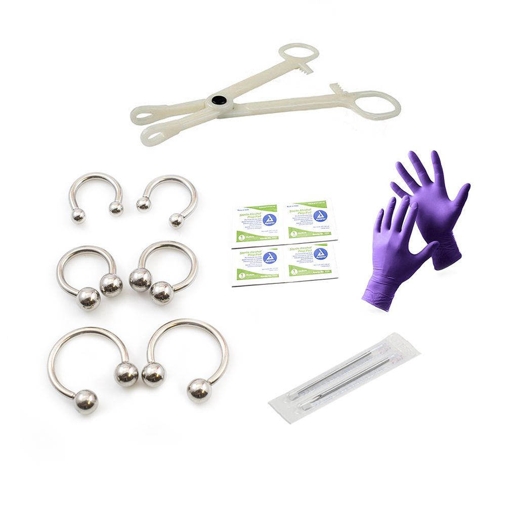 Surgical Steel LionGothic 12 Gauge Professional Piercing Kit