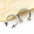Surgical Steel 16 Gauge Horseshoe Rings with Extra Spikes - Pair