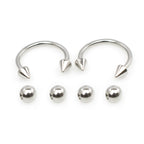 Surgical Steel 16 Gauge Horseshoe Rings with Extra Spikes - Pair