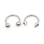 Surgical Steel 16 Gauge Horseshoe Rings with Extra Spikes - Pair
