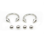 Surgical Steel 16 Gauge Horseshoe Rings with Extra Spikes - Pair
