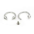 Surgical Steel 16 Gauge Horseshoe Rings with Extra Spikes - Pair