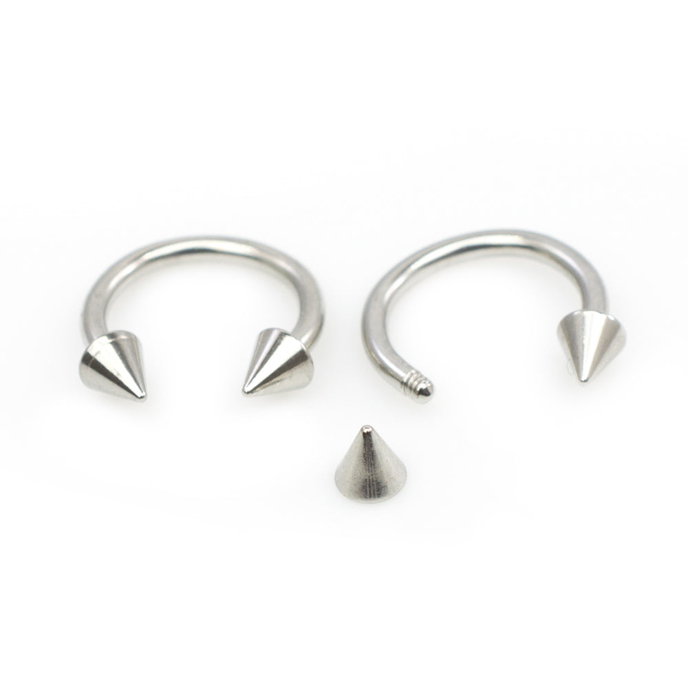 Surgical Steel 16 Gauge Horseshoe Rings with Extra Spikes - Pair