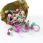 Surgical Steel 14 Gauge Twister Rings Acrylic Balls - 20 Pack