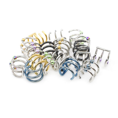 Fake Clip On Non Piercing Triple Band Ear Cartilage Cuff Set - 18 Pack