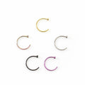 Anodized Titanium 18 & 20 Gauge Nose Rings with Gems - 5 Pack