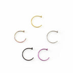 Anodized Titanium 18 & 20 Gauge Nose Rings with Gems - 5 Pack