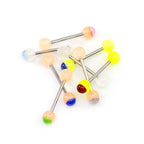 Surgical Steel 14G Glow Straight Barbells Two Tone Balls - 8 Pack