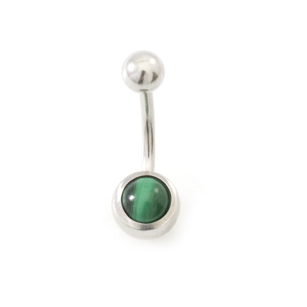 Surgical Steel 14 Gauge Belly Rings Semi Precious Stone - 6 Pack