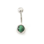 Surgical Steel 14 Gauge Belly Rings Semi Precious Stone - 6 Pack