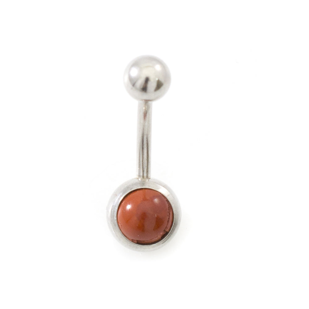 Surgical Steel 14 Gauge Belly Rings Semi Precious Stone - 6 Pack