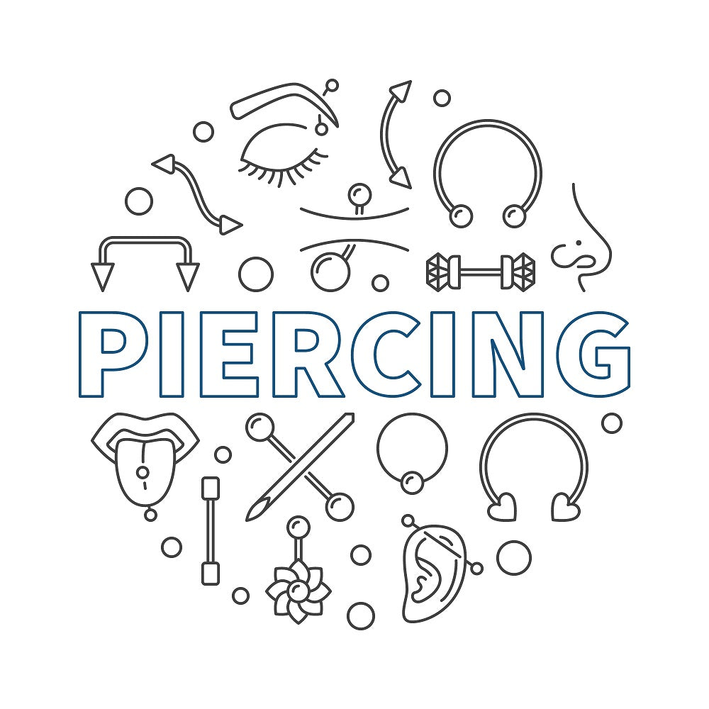 Surgical Steel LionGothic 14 & 16 Gauge Piercing Kit - 19 Pack