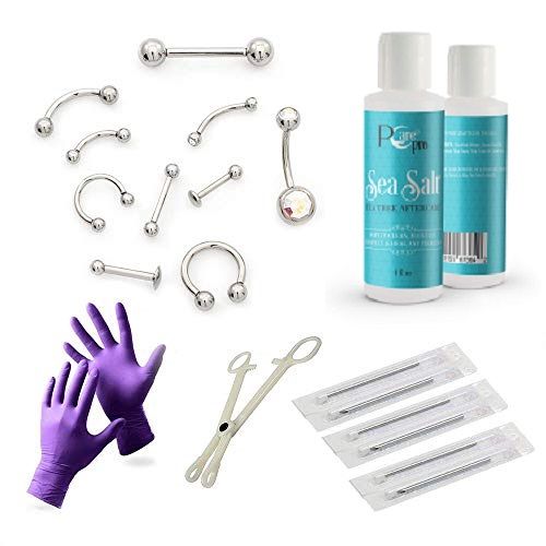 Surgical Steel LionGothic 14 & 16 Gauge Piercing Kit - 19 Pack