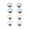 Anodized Titanium 18G Mini Captive Bead Rings Hematite Ball - 8 Pack