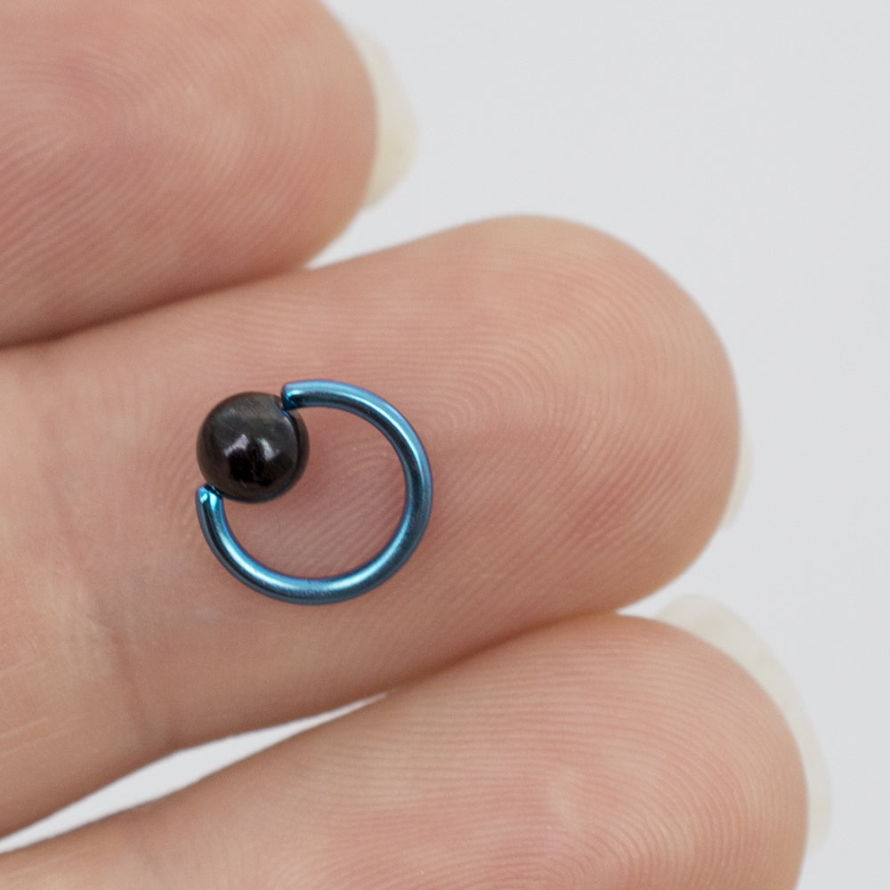 Anodized Titanium 18G Mini Captive Bead Rings Hematite Ball - 8 Pack